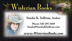 Wisterian Books business card ofr Sandra K. Sullivan