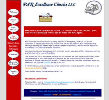 PAR Excellence Classics LLC's website homepage