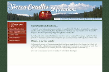 Sierra Candles and Creations website front page
