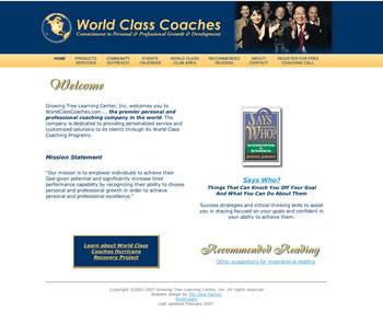 World Class Coaches website homepage