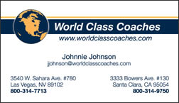World Class Coaches business card